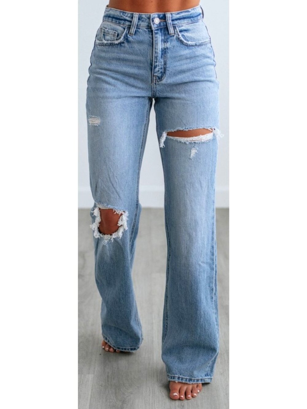 NWT Vervet Leona PLUS Size 22 W Super High Rise Straight Fit Jeans Light Wash